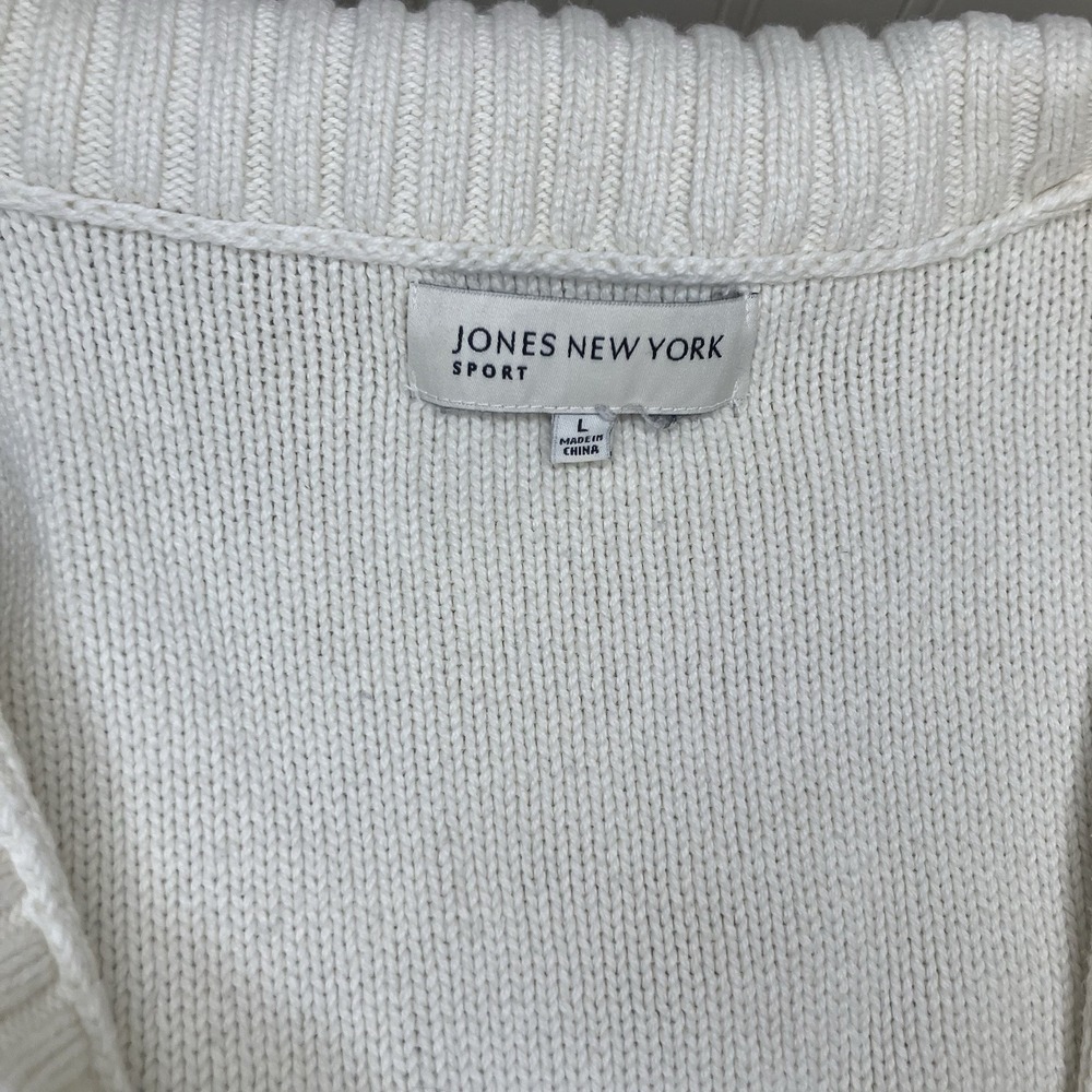Cream Cable Knit V-Neck Sweater Tenniscore/Après Ski Style Sz Large Soft Winter - Picture 6 of 11